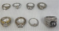 Lot of rings ranges from 7 1/2 to 8