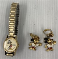 Mickey Mouse watch and earrings