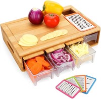 BRITOR Bamboo Cutting Board with 4 Containers