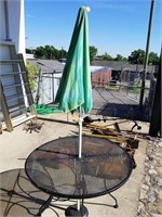 metal patio table and umbrella