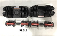 SET OF 52.5 LBS ADJUSTABLE DUMBBELLS