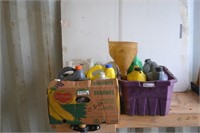 Assortment of oil & cleaners plus lrg funnel