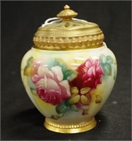 Royal Worcester handpainted pot pouri jar