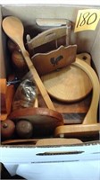 Box of wooden kitchen items
