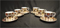 Six Royal Crown Derby coffee imari cups & saucers