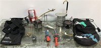 Lot of camping accessories (stoves, GoPro bracket)