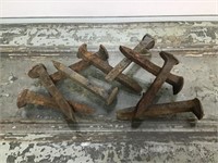 Lot of railway spikes (10)