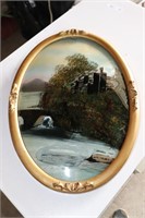 Antique Oval Frame Reverse Painting on Glass