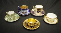 Collection five hand decorated coffee cups