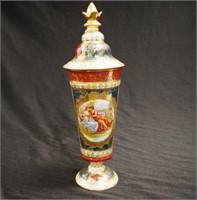 Royal Vienna hand painted lidded vase
