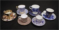 Collection six various coffee cups & saucers