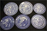 Six pearlware blue & white porcelain plates