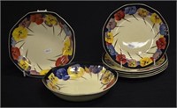 Seven pieces Royal Doulton 'Pansy' tableware