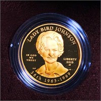 2015-W $10 Lady Bird Johnson Gold Coin 1/2Oz PR