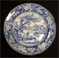 Antique pearlware blue & white transferware plate