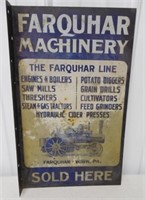 Two sided Farquhar Machinery metal sign
