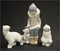 Lladro Eskimo boy and polar bear figurine