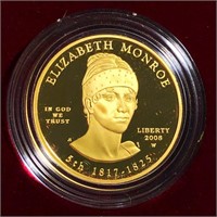 2008-W $10 Elizabeth Monroe Gold Coin 1/2Oz PR