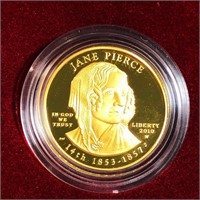 2010-W $10 Jane Pierce Gold Coin 1/2Oz PR