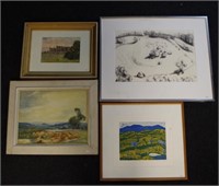 Four various framed art images