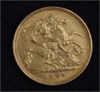 Edward VII 1908M gold half sovereign