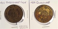 Two 1901 State of Queensland medals