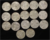 Seventeen Australian 1966 50 cents coins