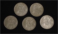 Collection five Australian 50cent coins