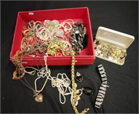 Box of various vintage costume jewellery