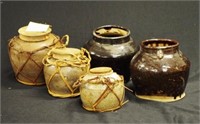 Five Chinese pottery ginger jars