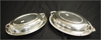 Two silver plate lidded serving tureens