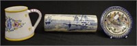 English blue and white rolling pin