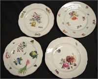 Four Continental hand painted porcelain plates