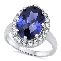 Oval Cut 5.66ct Blue Spinal Ring