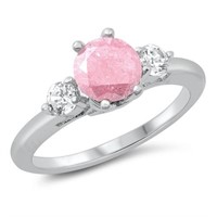 Round Cut 2.20 ct Milky Pink Topaz Ring