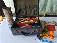 Lincoln Log Toy Builder Set & Vintage Case