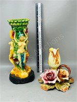 10 " tall vase & 6" candle holder