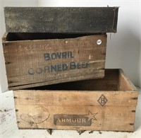 Armour & Bovril Corned Beef Wood Crates