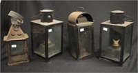 Two square metal kerosene lamps