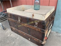 Large antique trunk base w/ tray-no top