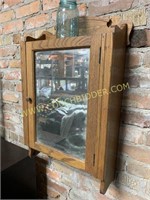 Antique oak Mikkelsen Co mirrored cabinet