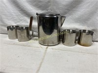 Stainless camping coffee set in pouch