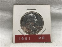 1961 UNITED STATES SILVER FRANKLIN PROOF HALF $1