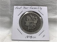 1878CC CARSON CITY FIRST YEAR SILVER MORGAN $1 F