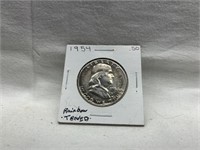 1954 UNITED STATES SILVER FRANKLIN HALF TONED NICE