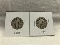 (2) UNITED STATES STANDING LIBERTY SILVER QUARTERS