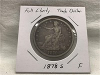1878S UNITED STATES TRADE DOLLAR FULL LIBERTY F