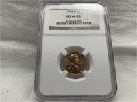 1958 UNITED STATES LINCOLN CENT NGC MS66 RD