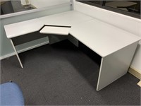 Grey Timber L Shaped Desk & 1.2m Circular Table