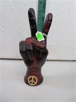 1972 Plastic PEACE SIGN Hand 8&3/4"